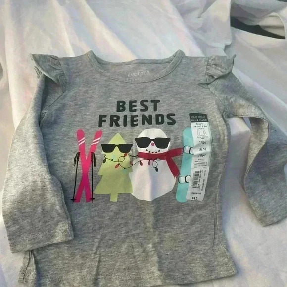 125. “Best Friend” okie dokie size 18month ruffle shoulder long sleeved tee - Picture 1 of 4